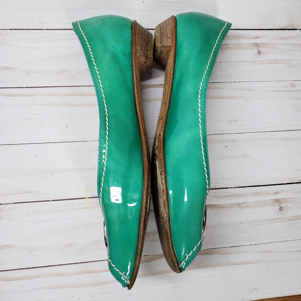 Attilio Giusti Leombruni greenish peeptoe kitten block 39 - Picture 5 of 9